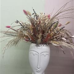 Tall Ceramic Face Pot