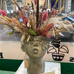 Stunning Face Pot with Dried Flowers