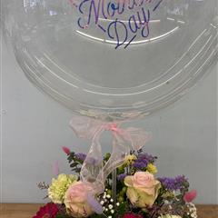 Pretty Pinks and Purples  Arrangement with Balloon