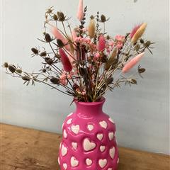 Heart Pot with Dried Flowers